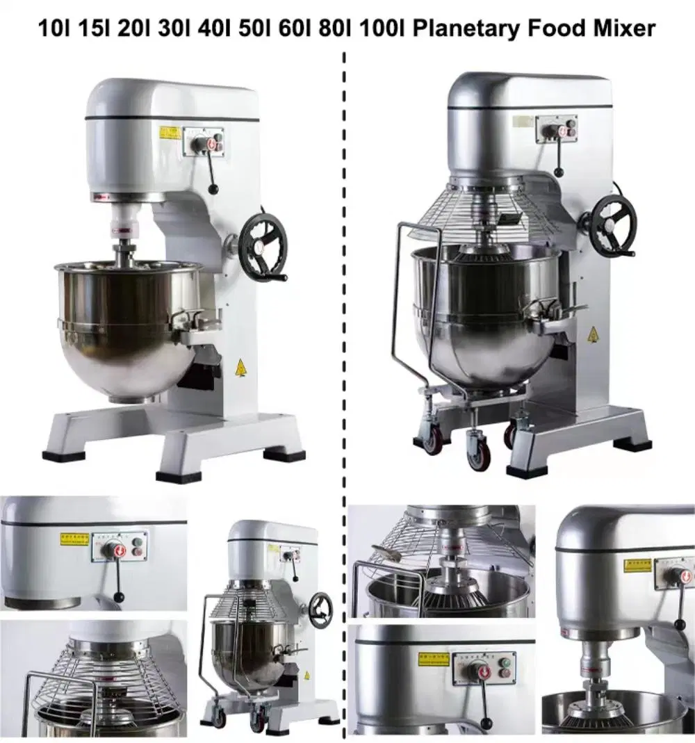 Bread Pizza Dough Mixer Kneader Machine10L 15L 20L 30L 40L 50L 60L 80L 100L Planetary Food Mixer with Stainless Steel